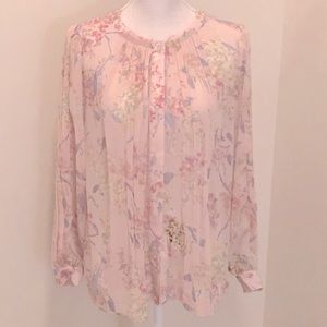 Philosophy, baby pink, floral blouse, sz S.